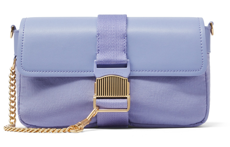 

CHARLES&KEITH Маленькая кожаная сумка через плечо, Lilac Light Purple