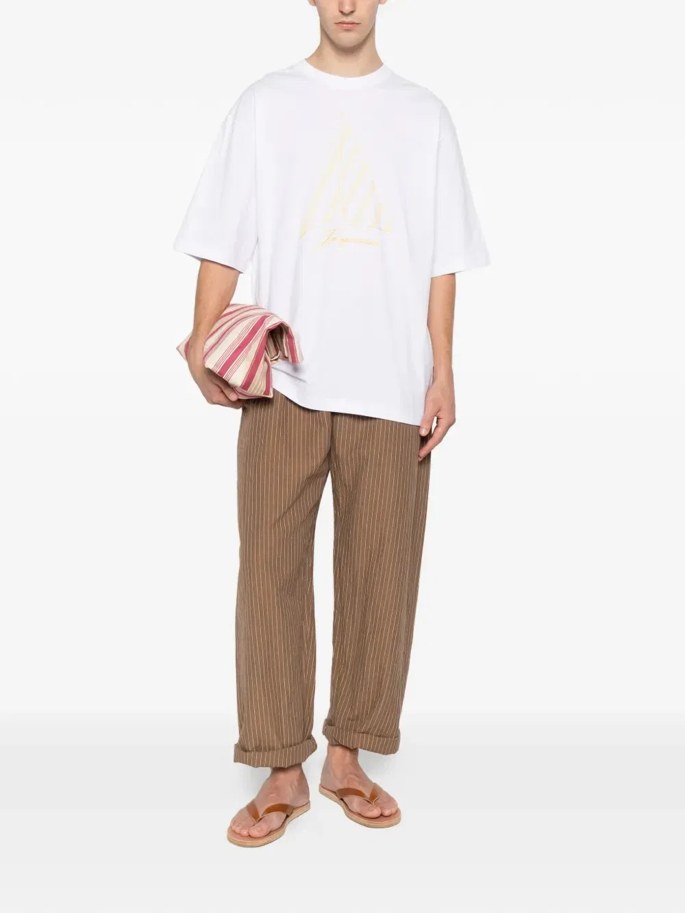 Футболка с вышитым логотипом в виде парусника JACQUEMUS, коричневый — фото 2