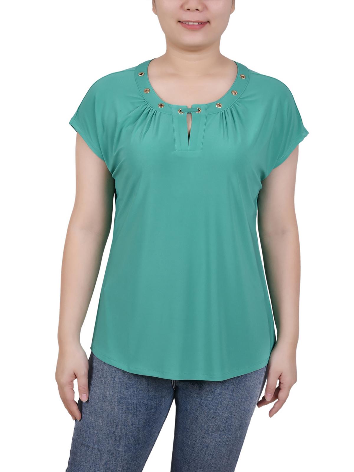 

Женская блузка Petites с люверсами и замочной скважиной NY Collection, цвет emerald