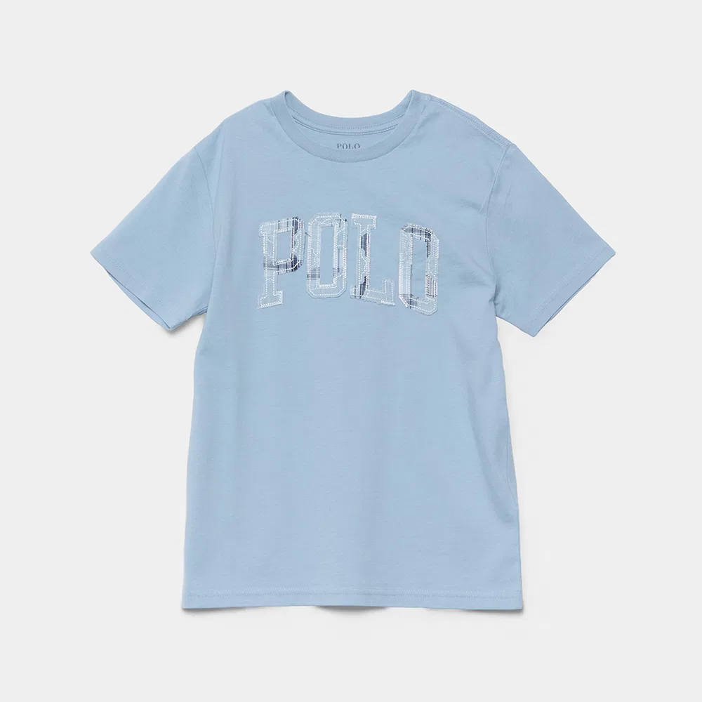 Детская хлопковая футболка с логотипом синяя от Polo Ralph Lauren Children