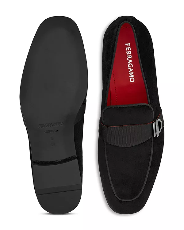 Мужские лоферы из горького бархата Ferragamo, черный — фото 3