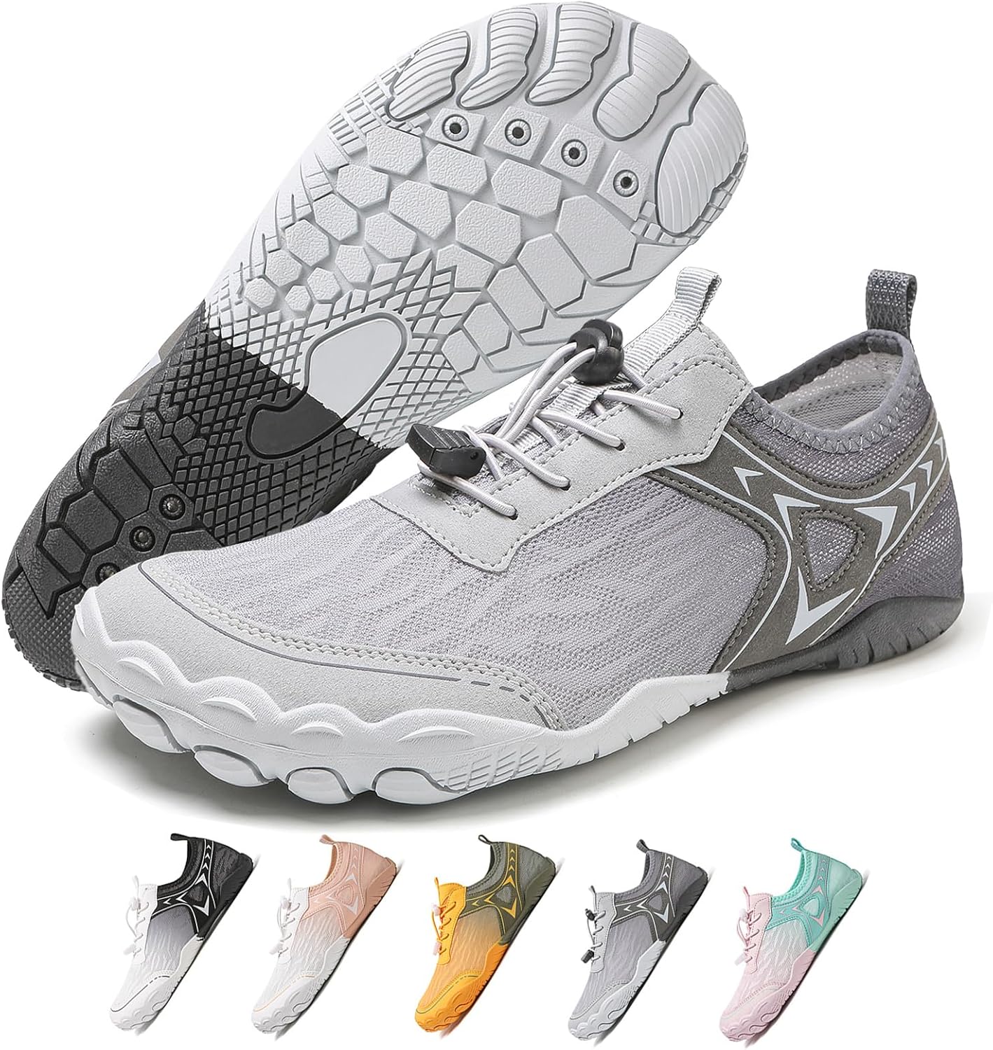 

Кроссовки для женщин и мужчин унисекс, быстросохнущие, с нескользящей подошвой, широким носком Feedmoo, серый