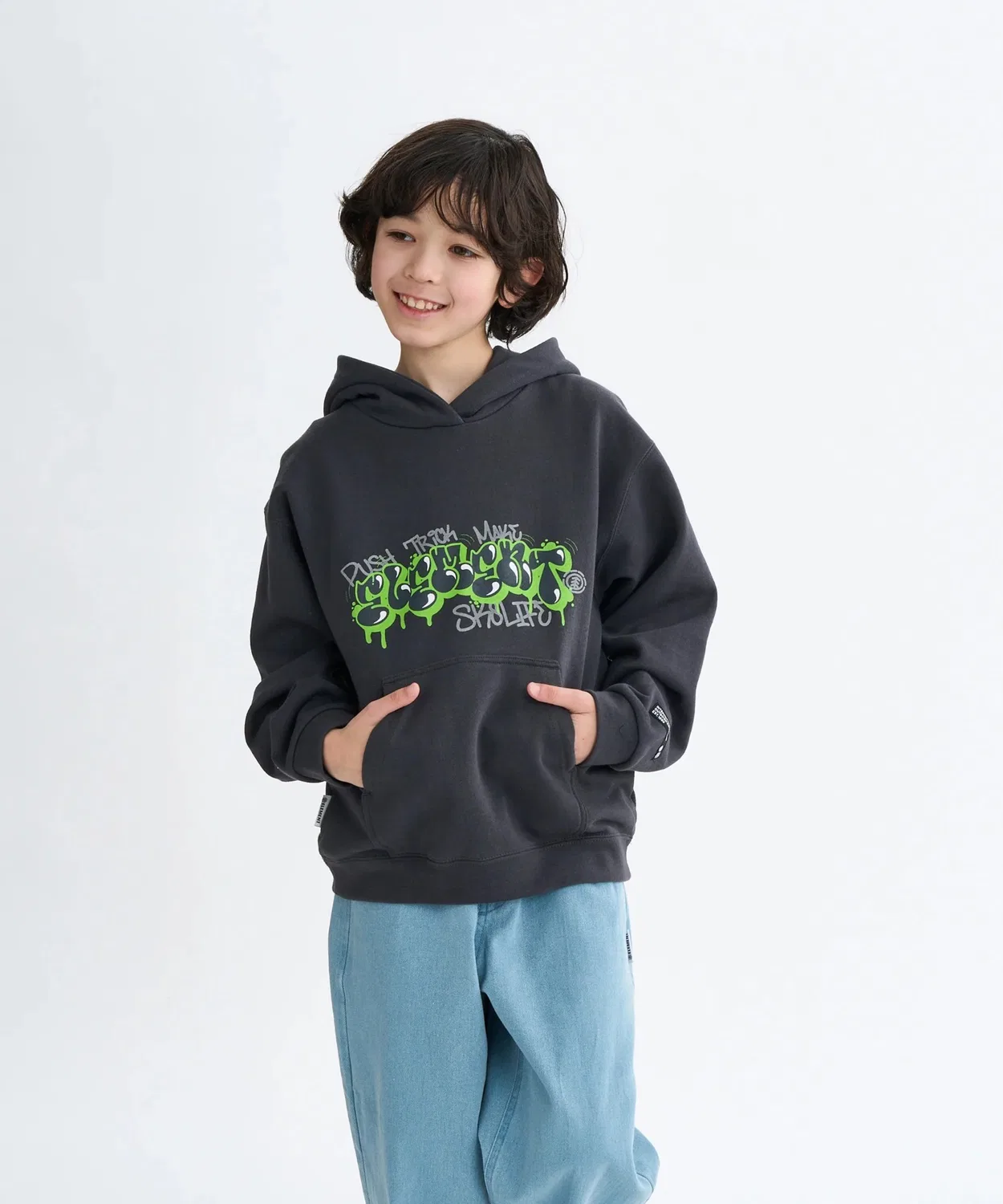 Детская худи ELEMENT TAG HOOD YOUTH, хлопок, серый