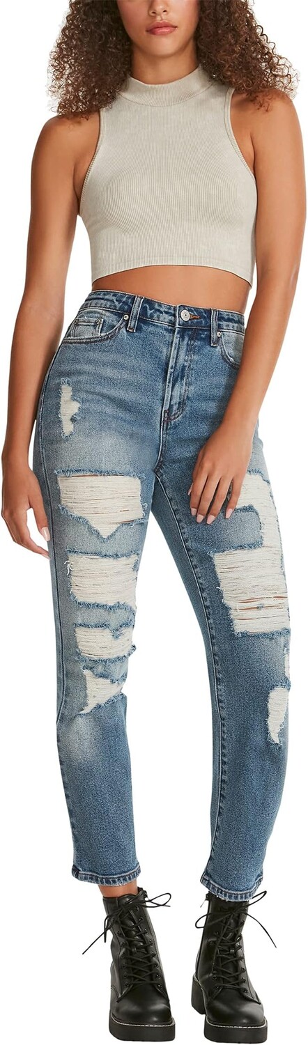

Джинсы Madden Girl Dad Jeans Destructed Hem in Nostrand, цвет Nostrand