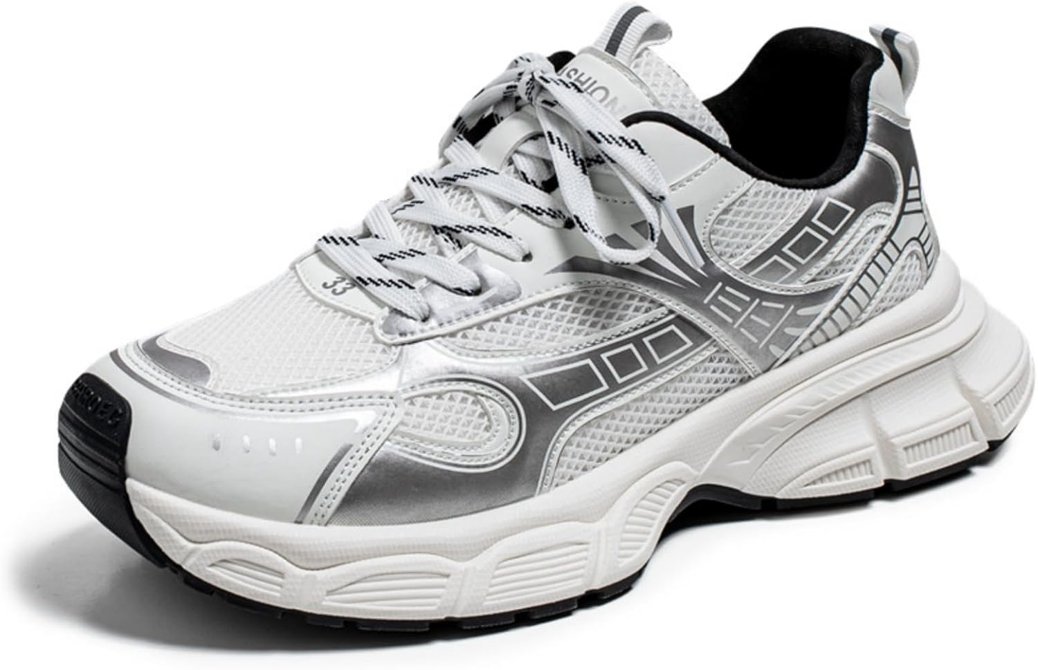 

Мужские массивные кроссовки из кожи и сетки, удобные на платформе, с шнуровкой, низкие, легкие, дышащие, с нескользящей подошвой, повседневные для бега, ходьбы, тенниса, пробежек, занятий спортом в зале и ежедневной носки Yrzhgdl