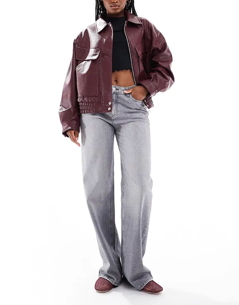 

Джинсы Pieces Silke средней посадки с широкими штанинами, средне-серого цвета