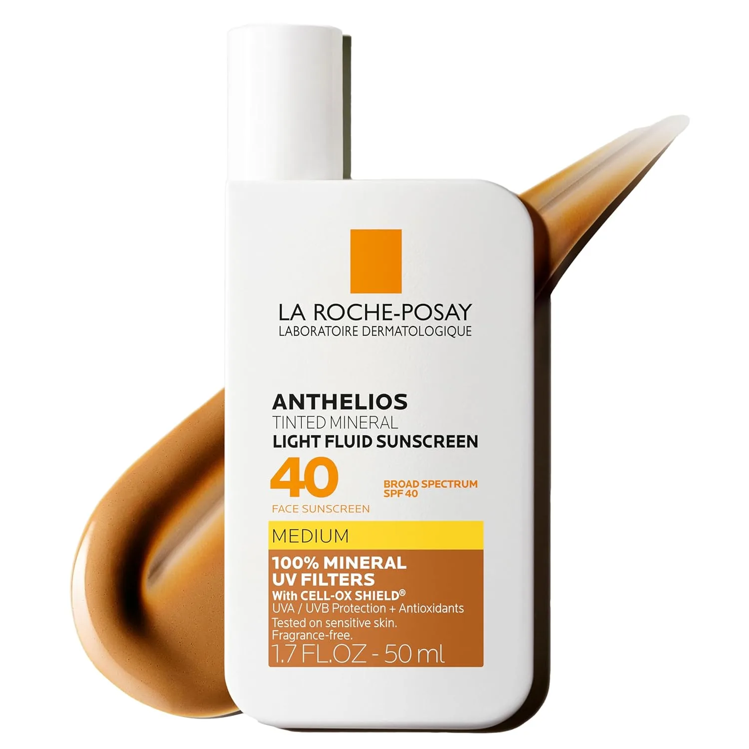 La roche-posay anthelios солнцезащитный крем SPF 40, ультралегкая жидкость широкого спектра SPF 40, для лица с диоксидом титана, легкий и быстро впитывающийся, без масла, матовый финиш, Medium