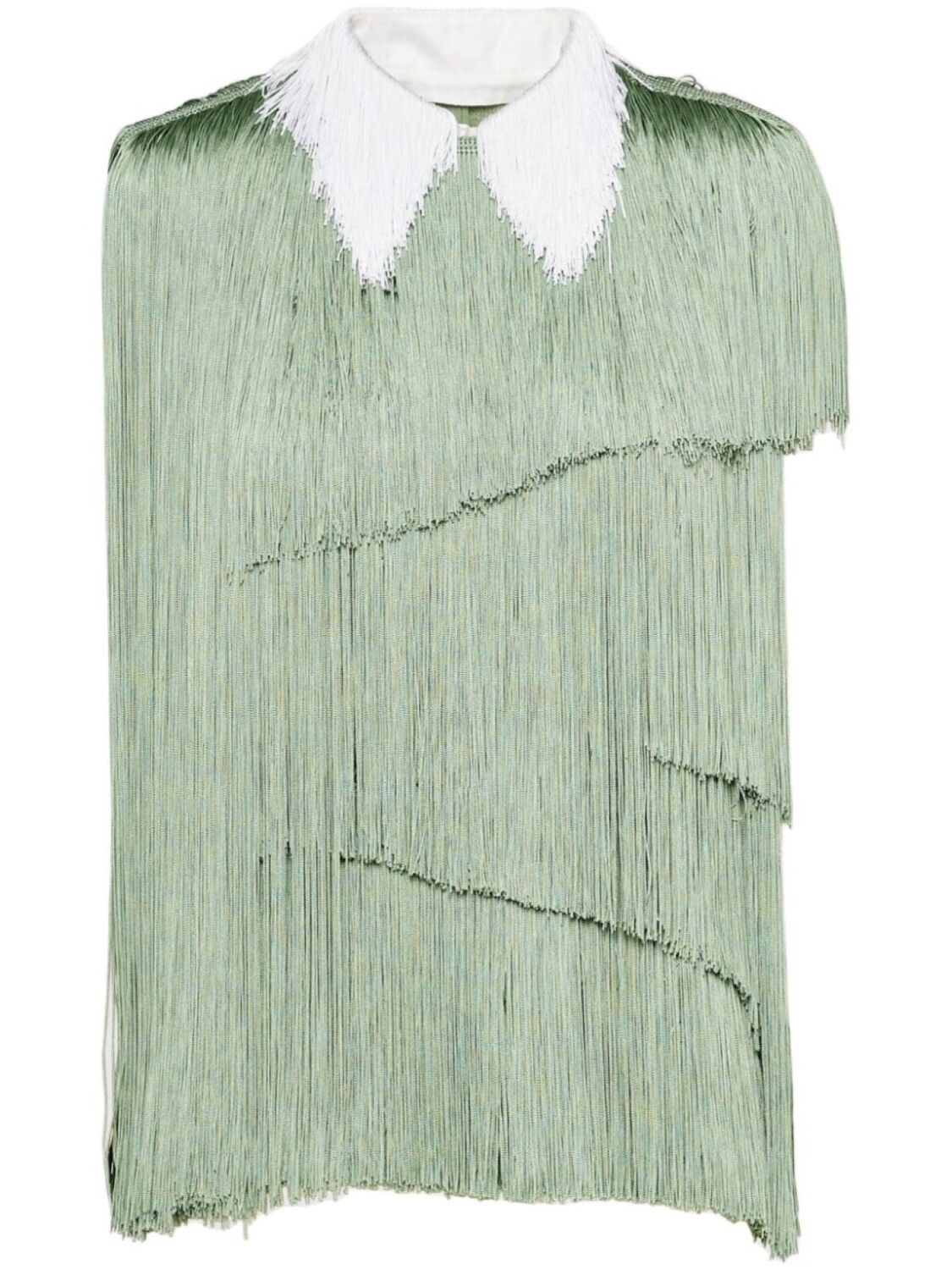 

Prada блузка из органзы с бахромой, зеленый