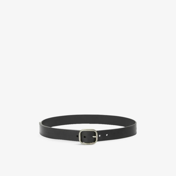 

Ремень кожаный Loewe с округлой пряжкой, черный / серебряный