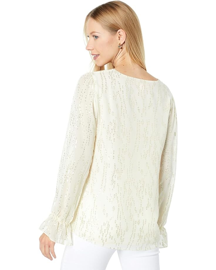 

Топ Lilly Pulitzer Ellarey Silk Top, цвет Coconut Fish Clip Chiffon