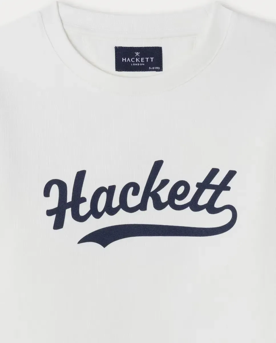 Свитшот с круглым вырезом Hackett Логотип для мальчика, белый — фото 3