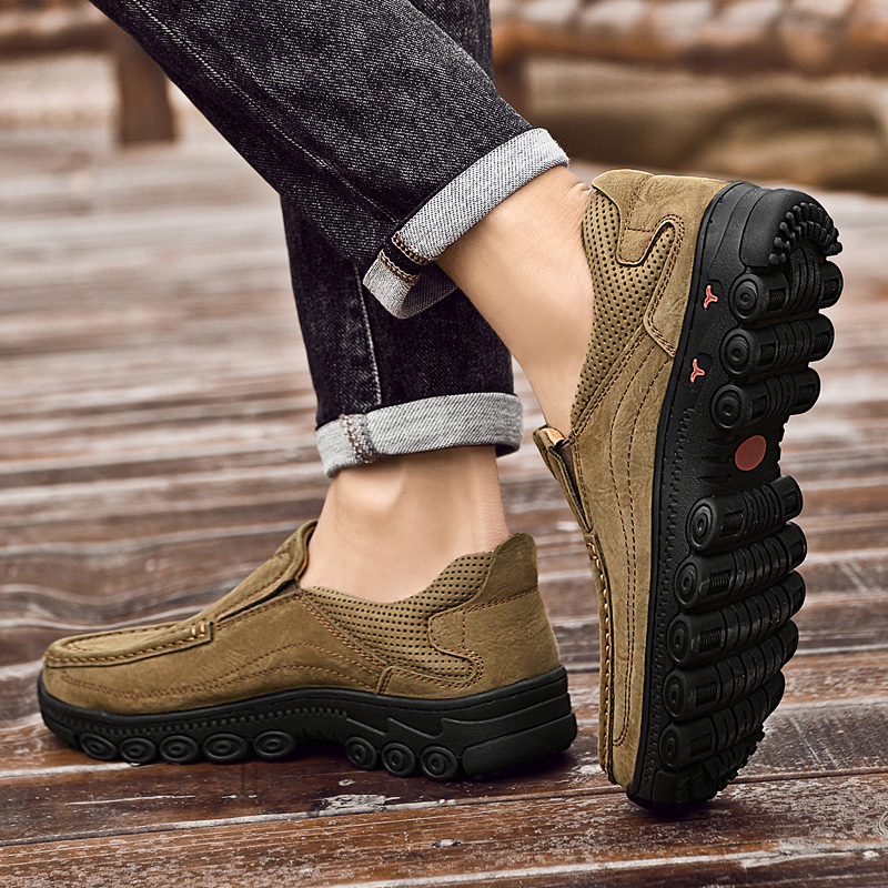 Bull Thunder Мужские повседневные туфли с прорезями цвета хаки, цвет Khaki Cut-Out — фото 4
