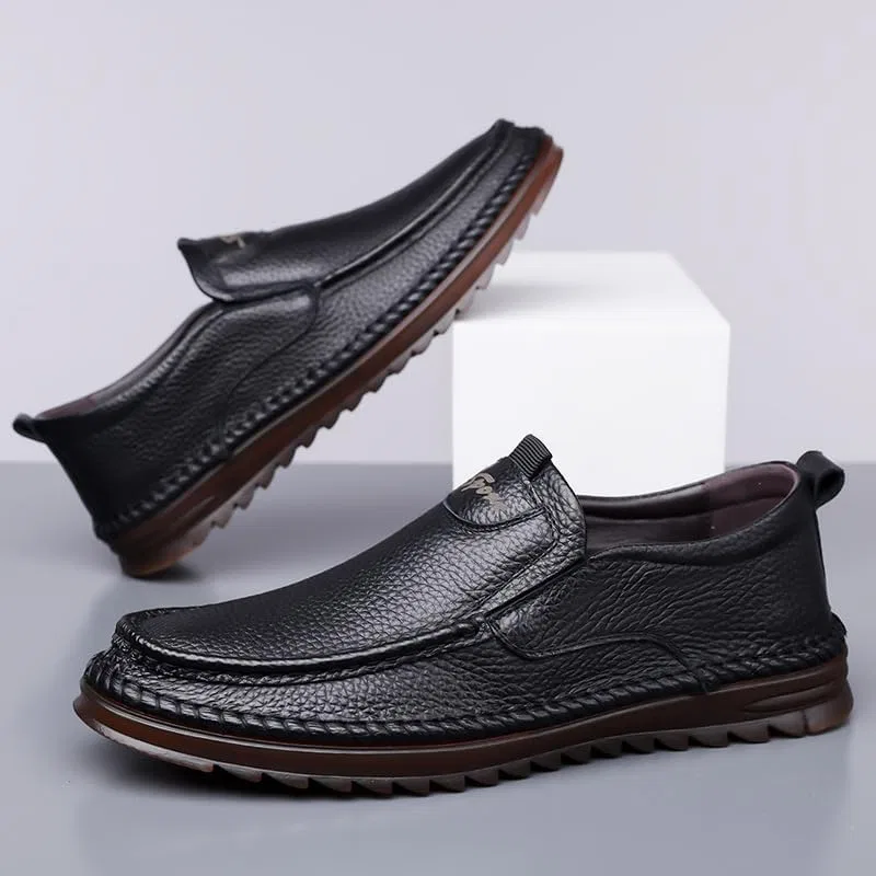 Лоферы мужские, кожаные, Premium Leather, бежевый SWZEC — фото 4