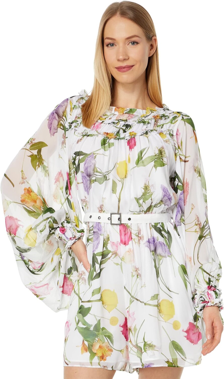 

Комбинезон Ted Baker Ruffle Playsuit with Blouson Sleeves, белый
