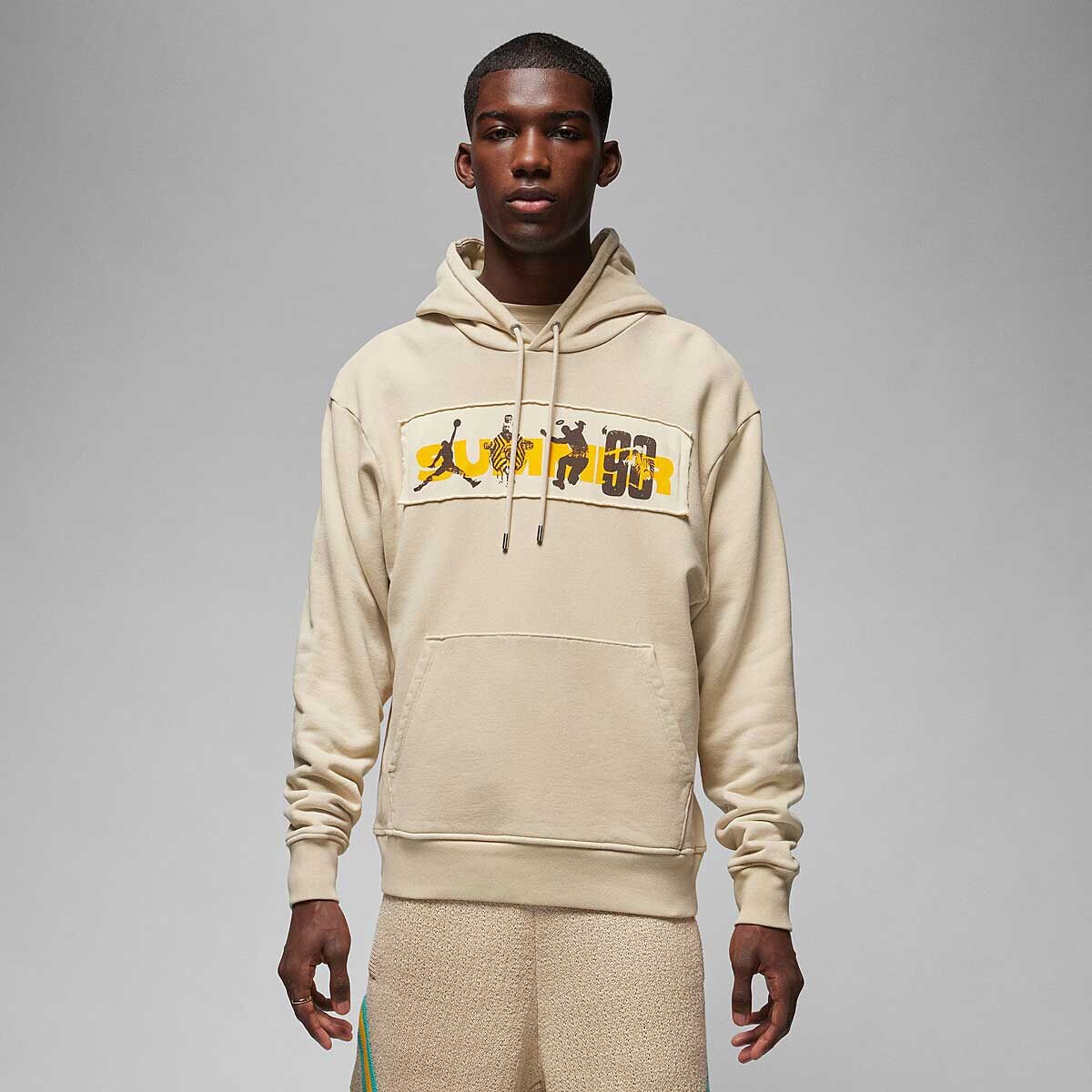 

Худи M J UNION X BBS FLEECE HOODY Jordan, цвет Grauer Nebel/Photonenstaub/Stadiongrün/Schwarz