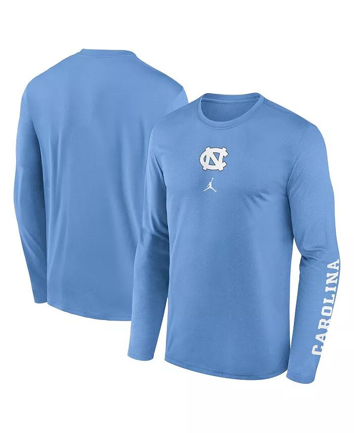 

Футболка мужская Carolina светло-голубая North Carolina Tar Heels Primetime Center Lockup Two-Hit Legend с длинным рукавом Jordan