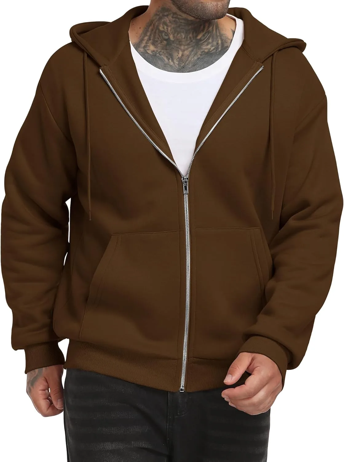 

Мужская флисовая толстовка с капюшоном на молнии, с карманами TUREFACE