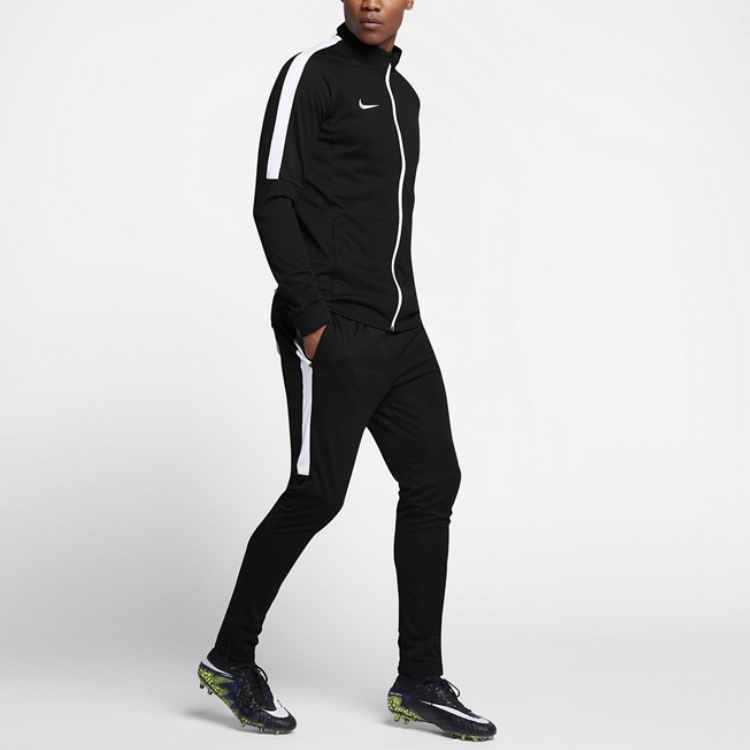 Nike Мужской повседневный спортивный комплект, черный, с воротником-стойкой, средней жесткости — фото 4