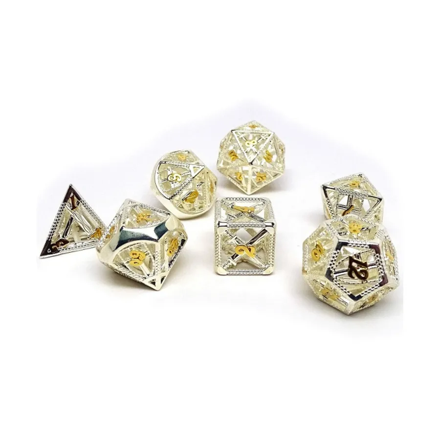 

Полый кубик божественного возмездия – серебро (7), Dice - Metal 7 Piece Poly Sets (Easy Roller Dice)