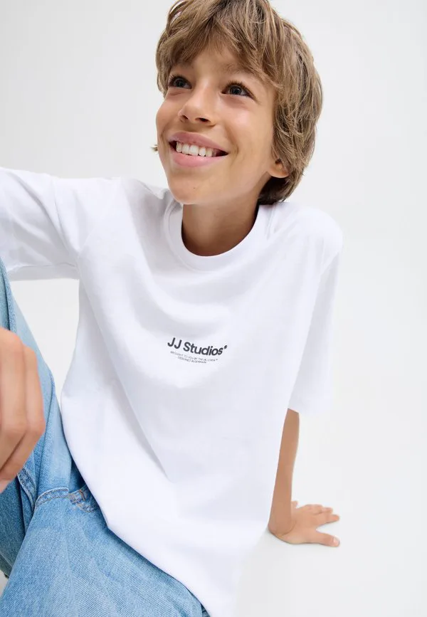 Футболка jjesoho с круглым вырезом, базовая футболка noos. Jack & Jones Junior, White — фото 3