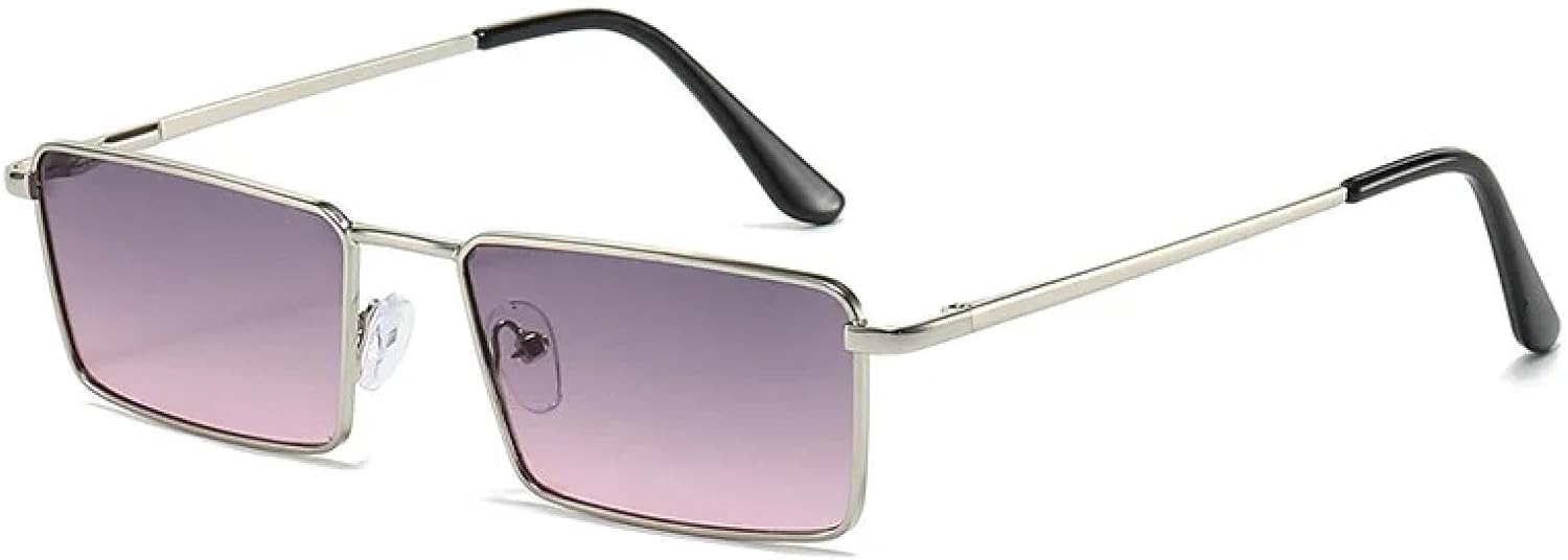 

Винтажные металлические солнцезащитные очки маленького размера для мужчин и женщин, в стиле ретро, ​​стильные очки с защитой от УФ-излучения UV400 VVTWSSW, Silver-graypink