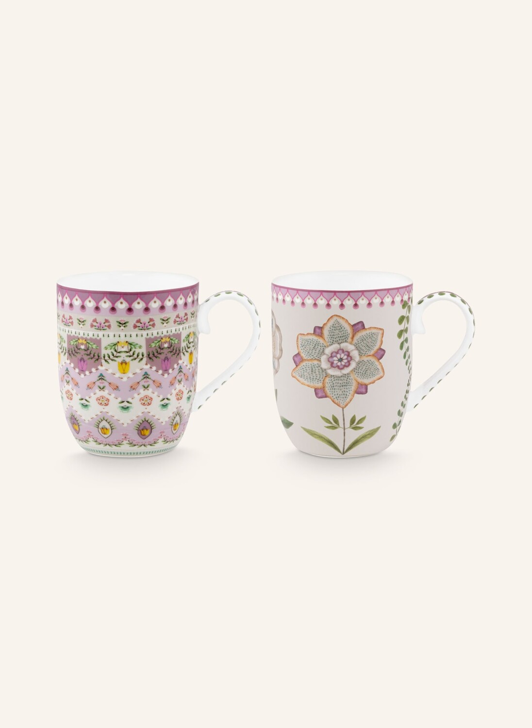 

2 шт - Кружка Pip Studio LOTUS SMALL, 145 мл, цвет weiss/rosa/grün