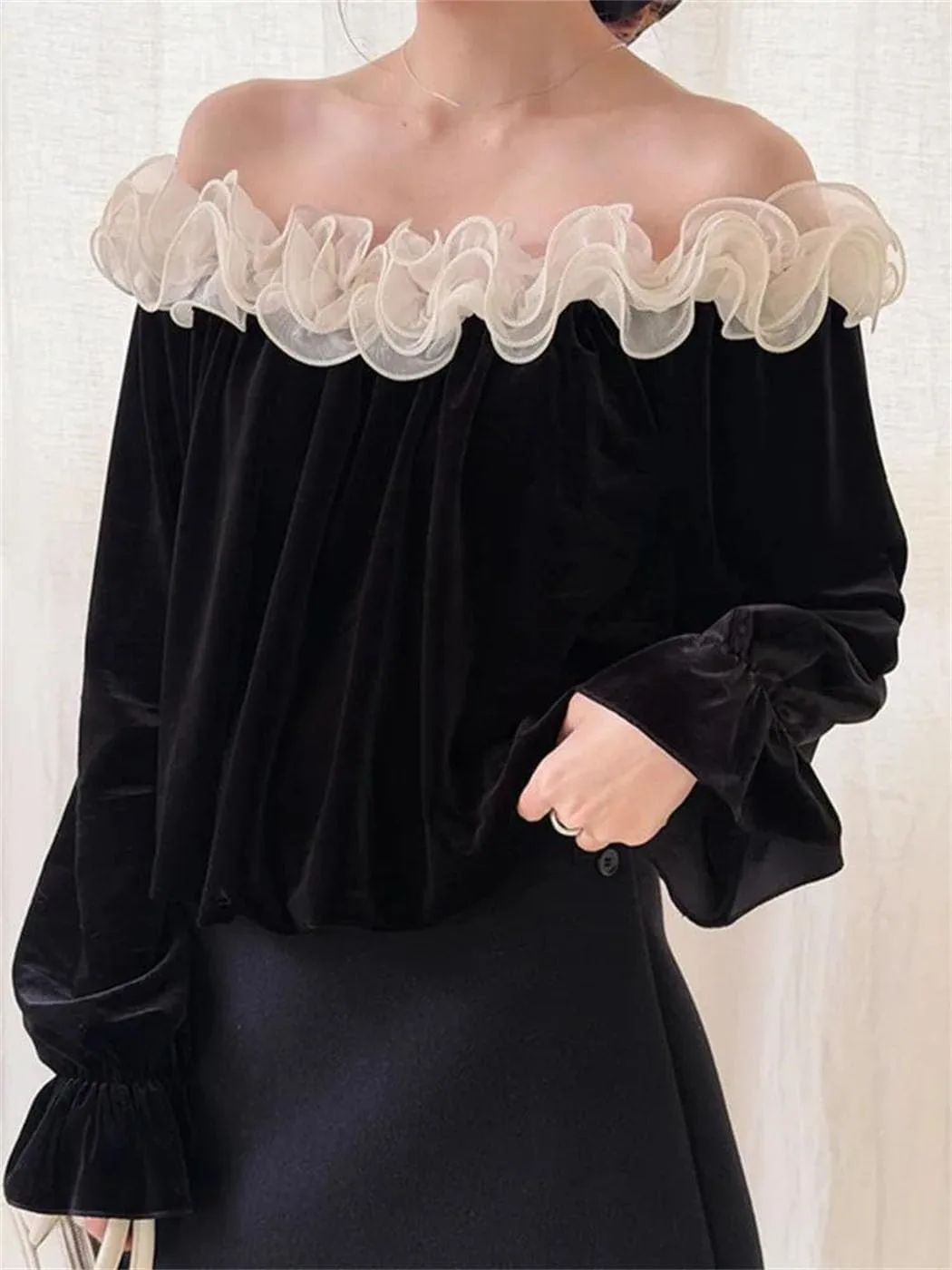 Блузка женская Slash Neck с коротким рукавом