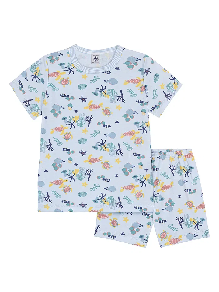 Пижама с принтом, PETIT BATEAU, голубой