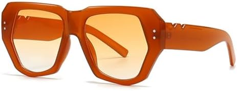 

Новые солнцезащитные очки в стиле ретро Polygon для женщин (2025 год), градиентные линзы, защита от УФ-излучения UV400, солнцезащитные очки для мужчин с заклепками DSXLY, Tea Orange Gradient