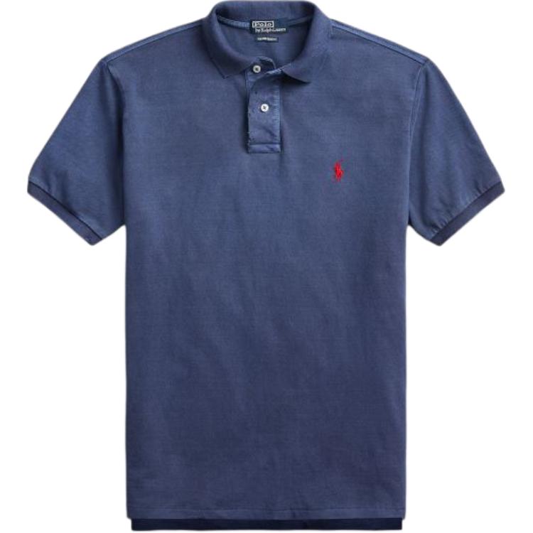 

Хлопковая рубашка-поло с вышитым логотипом Polo Ralph Lauren, синий/фиолетовый