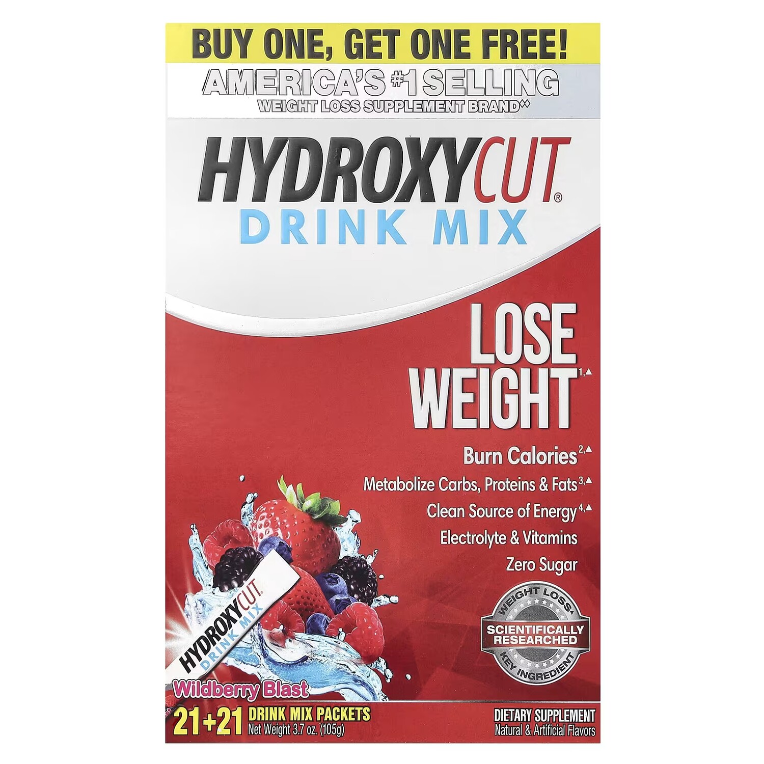 

Смесь для напитка Wildberry Blast Hydroxycut для похудения, 42 пакета по 2,5 г