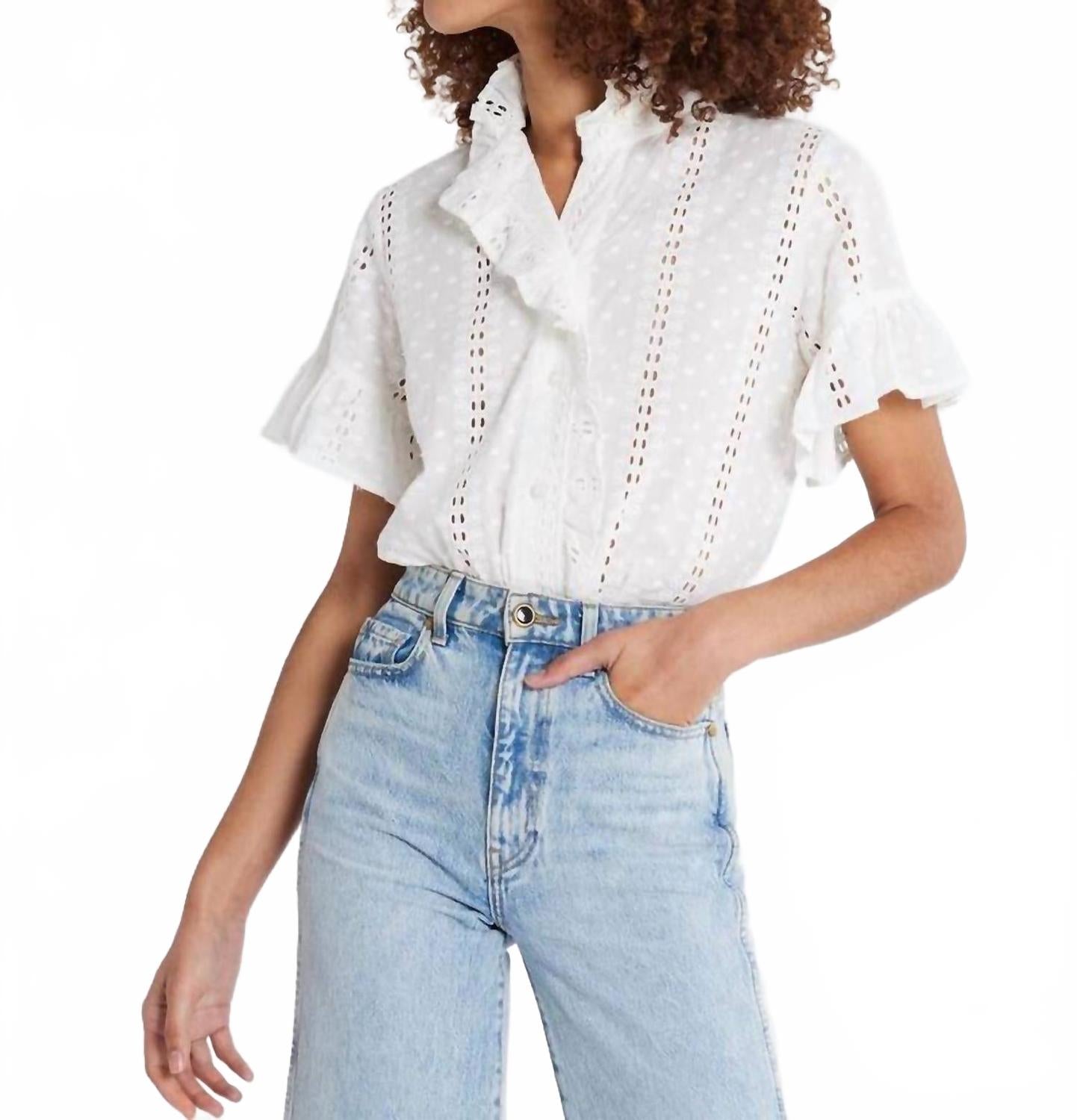 

Топ Vanessa с перфорацией жемчужного цвета MILLE, Pearl Eyelet