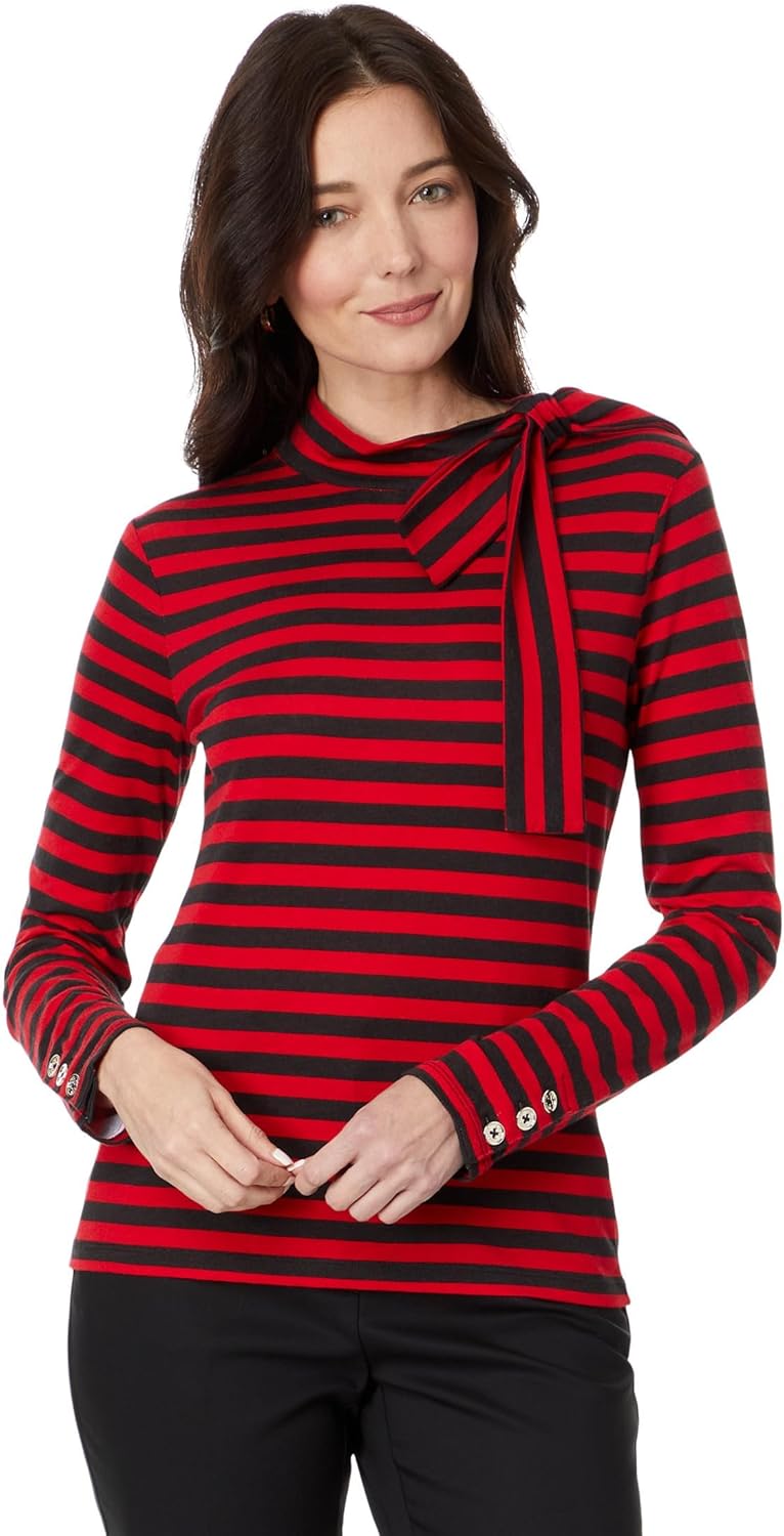 

Мужской полосатый топ Tommy Hilfiger с длинными рукавами и завязкой на шее, Scarlet/Black