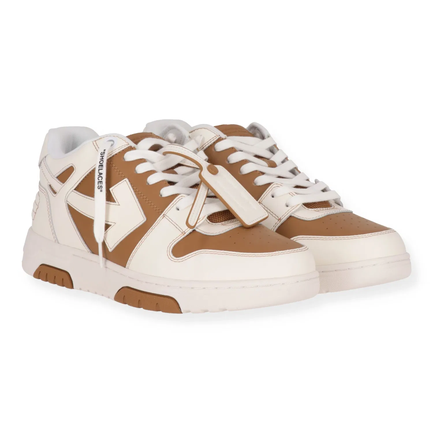 Off-White Мужские кроссовки Off White коричнево-белого цвета