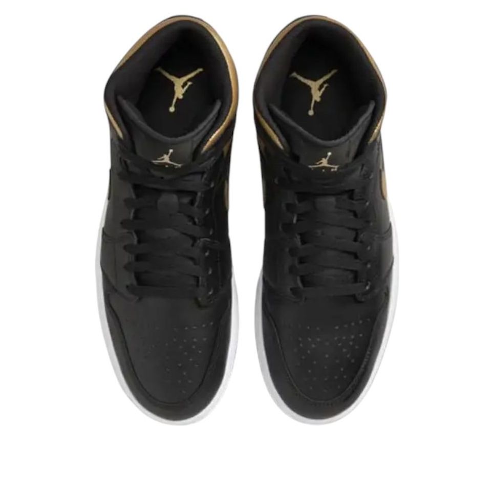 (GS) Air Jordan 1 Mid 'Black Metallic Gold' — фото 3
