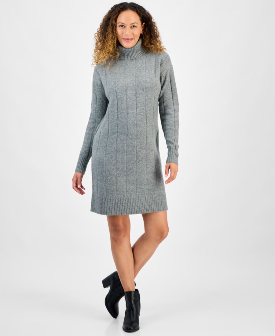 

Платье-свитер с высоким воротником для невысоких девушек Style & Co, Stormy Hthr