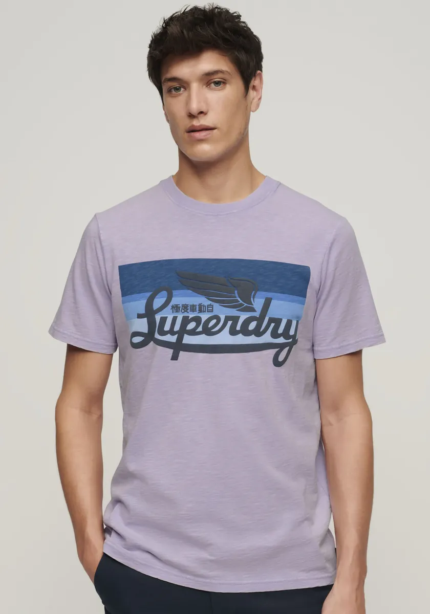 

Рубашка с принтом Superdry "SD-CALI STRIPED LOGO T SHIRT", цвет Light Lavendel