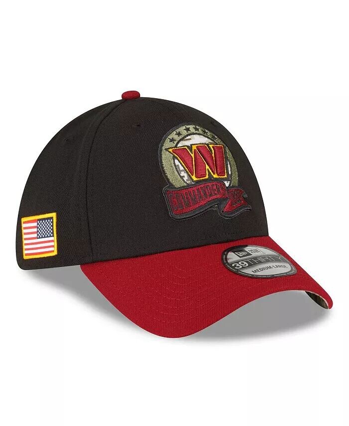 

Мужская черная, бордовая шляпа Washington Commanders 2022 Salute To Service 39THIRTY Flex Hat New Era, черный