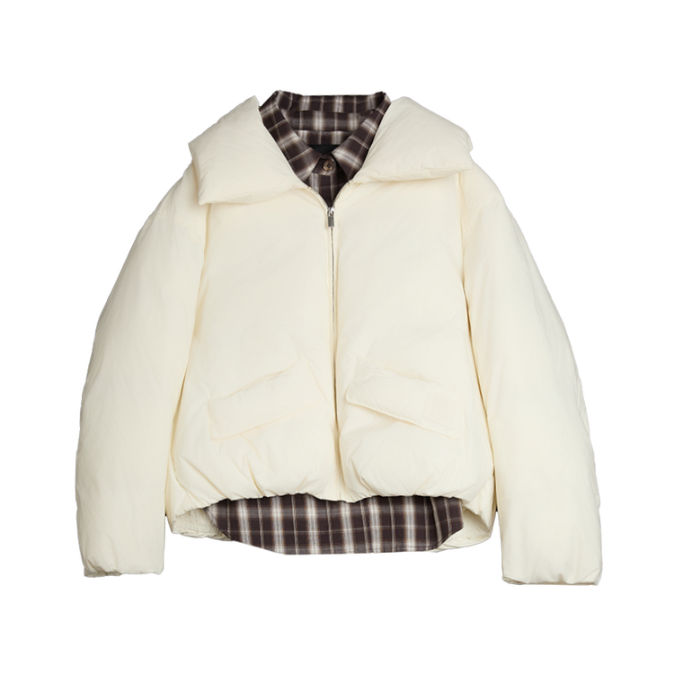 

ELLE Пуховик женский белый с лацканами утепленный Puffer Jacket