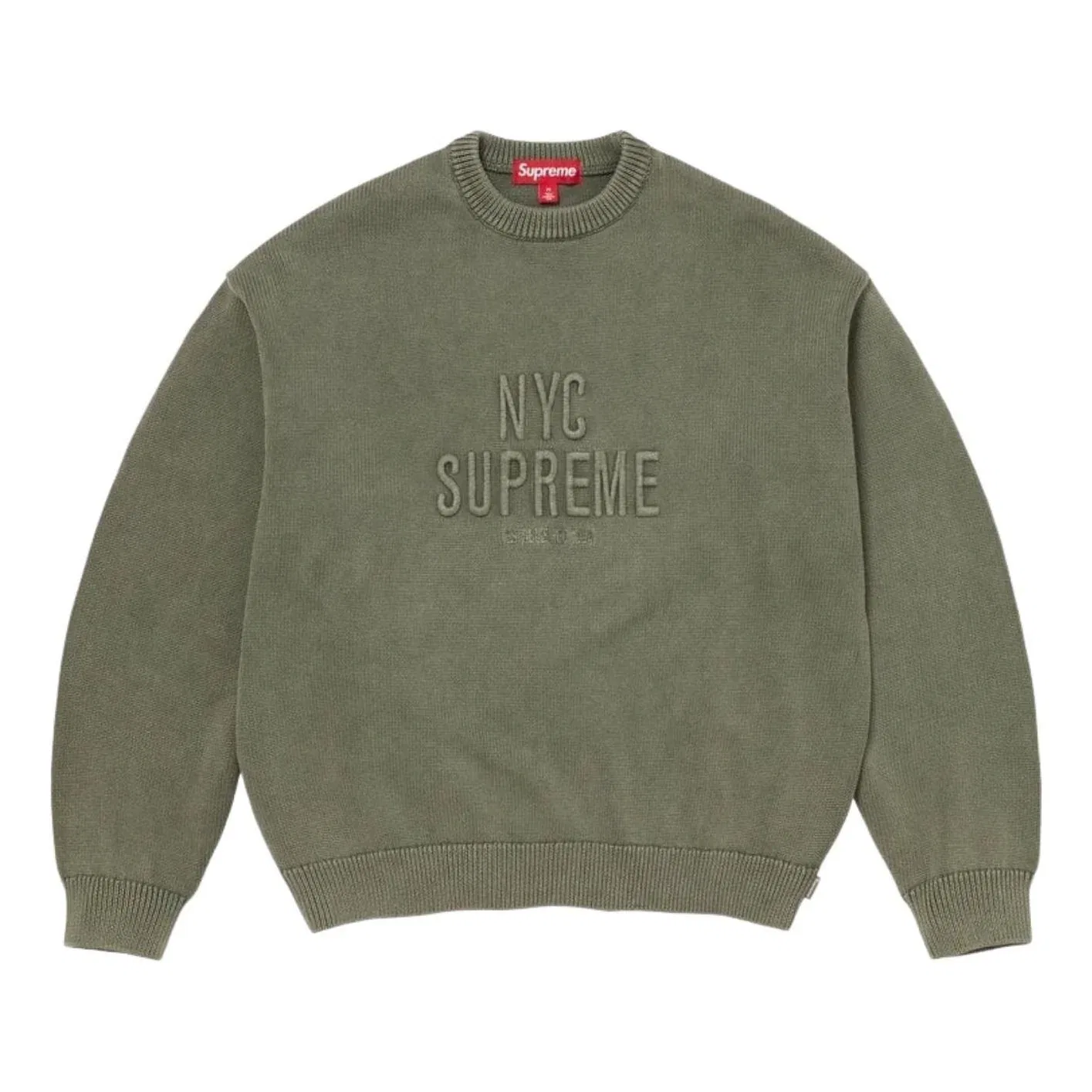 Свитер Supreme SS26 Overdyed Raised Sweater 'Olive' SUP-SS26-217-OLV, оливково-зеленый