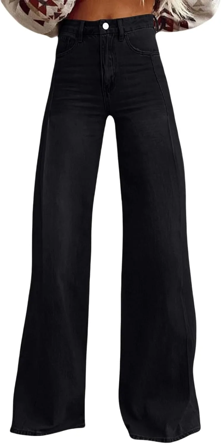 

Джинсы Flare для женщин Vintage Wide Leg Boyfriend с карманами FZYLQY