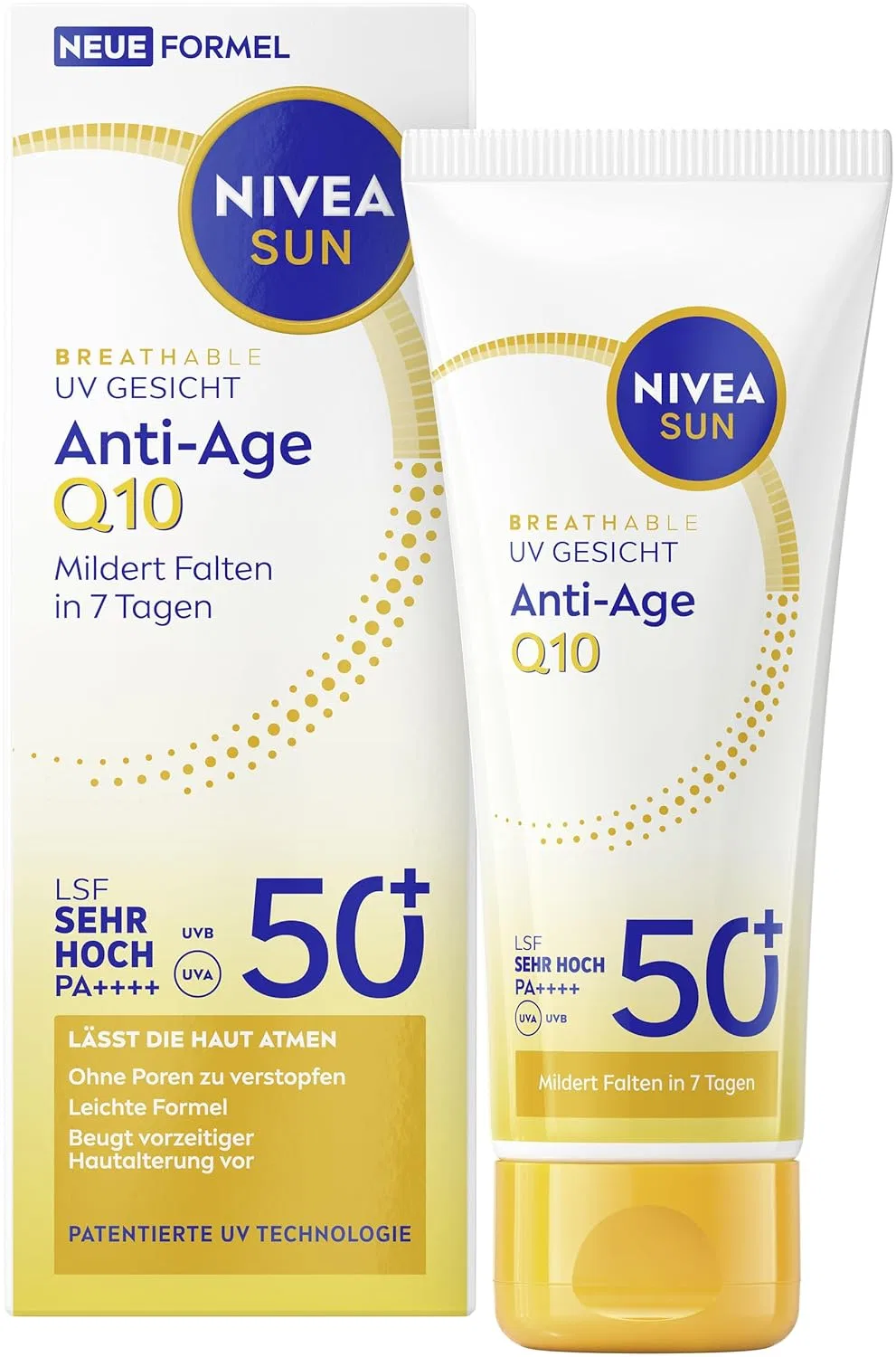 Солнцезащитный крем NIVEA SUN для лица с SPF 50+, антивозрастной Q10, 40 мл Nivea Sun