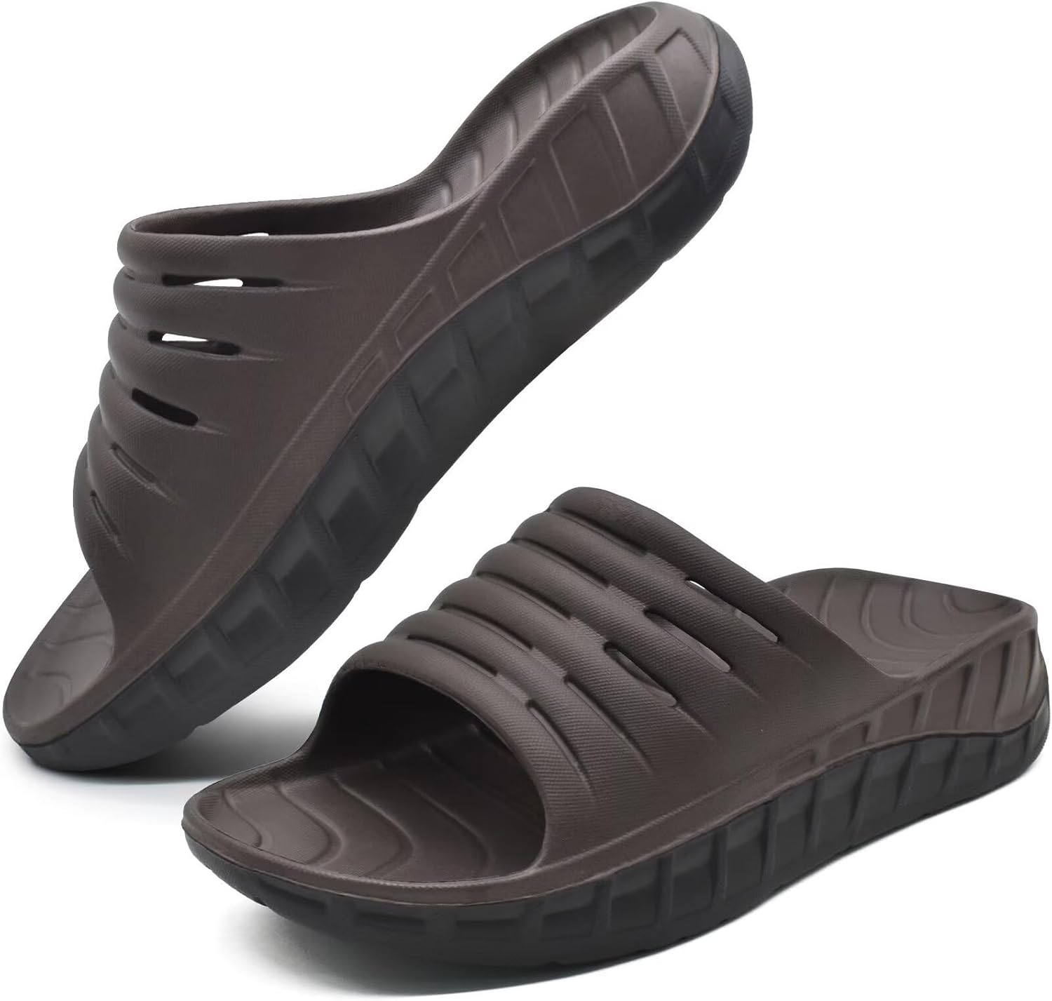 

Мужские спортивные сандалии для восстановления GPOS, с поддержкой при подошвенном фасците, с толстой амортизацией, легкие комфортные ортопедические шлепанцы, черный/коричневый