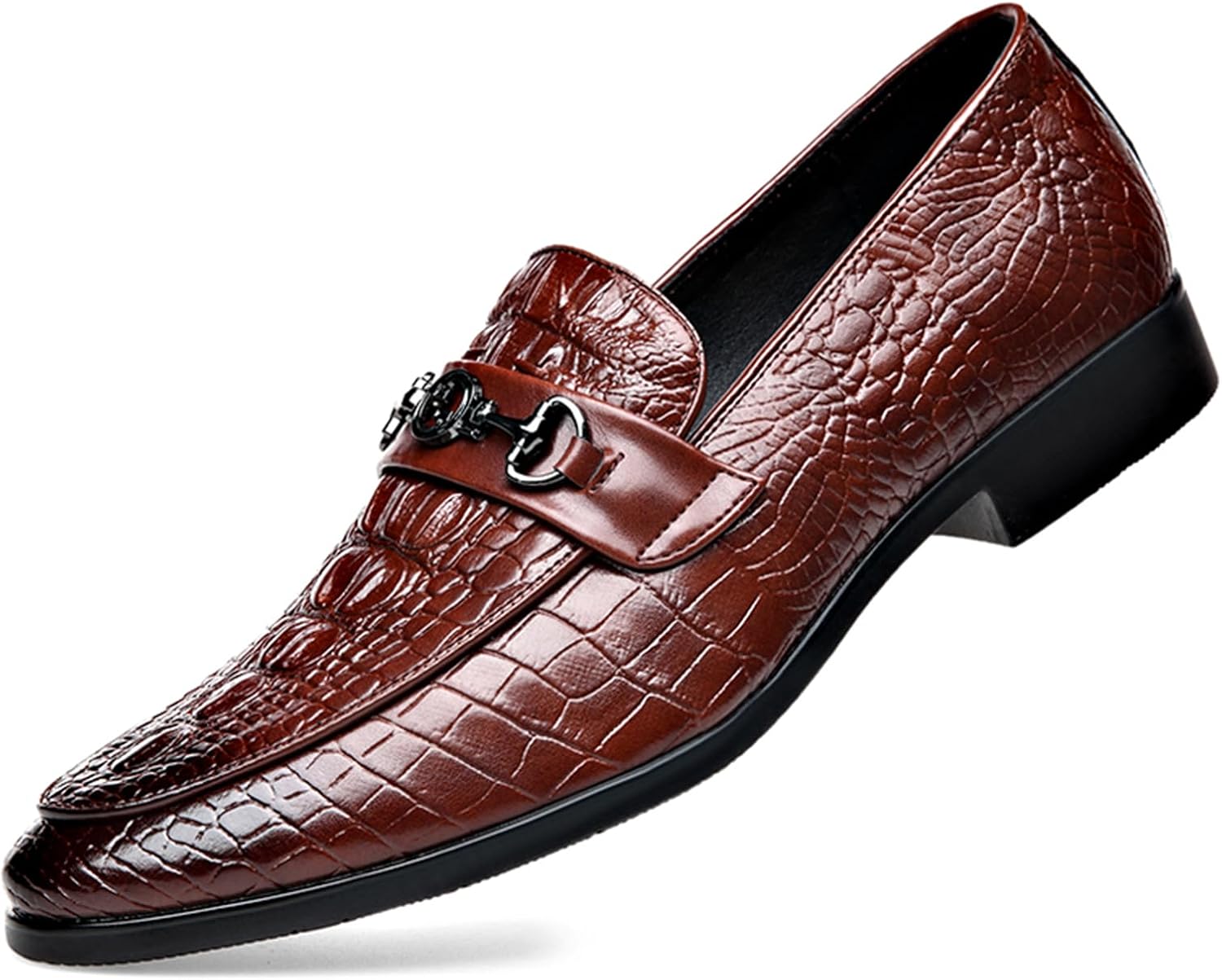 

Мужские классические лоферы Abborora, туфли-слипоны для делового стиля, дерби, модные туфли с узором под крокодила для мужчин, коричневый