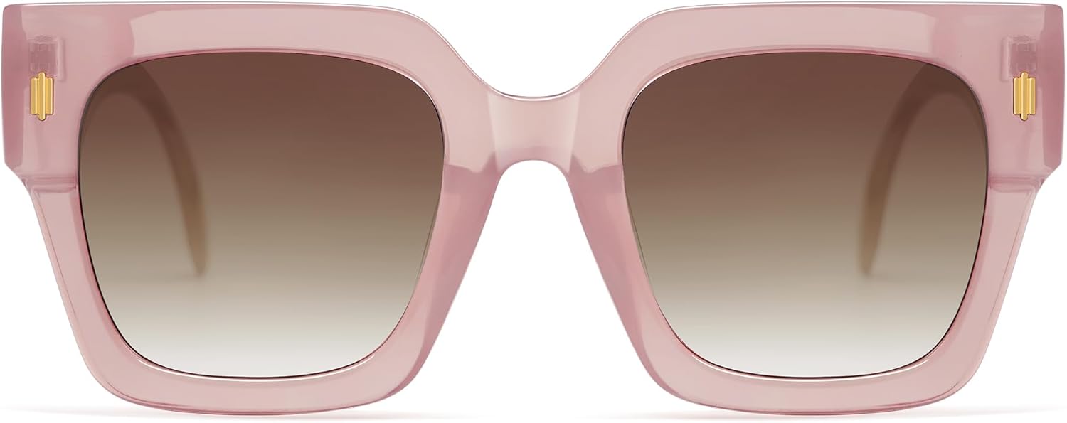 

Винтажные большие квадратные солнцезащитные очки SOJOS для женщин, ретро-очки большого размера класса люкс для женщин с защитой от УФ-излучения UV400 SJ2194, Milky Pink Frame/Brown Grading Lens