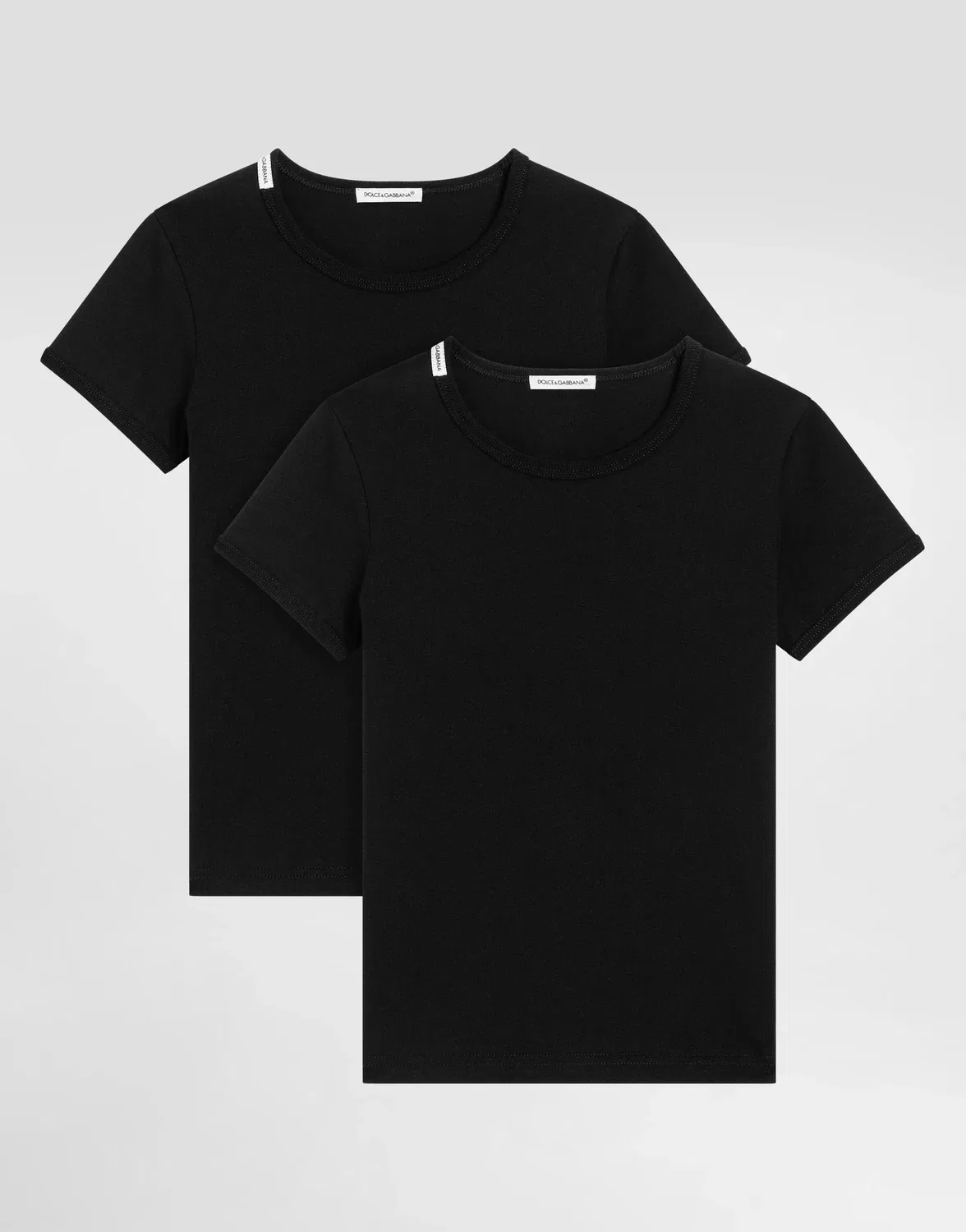 Гладкая футболка из джерси, двойная упаковка Dolce & Gabbana, черный