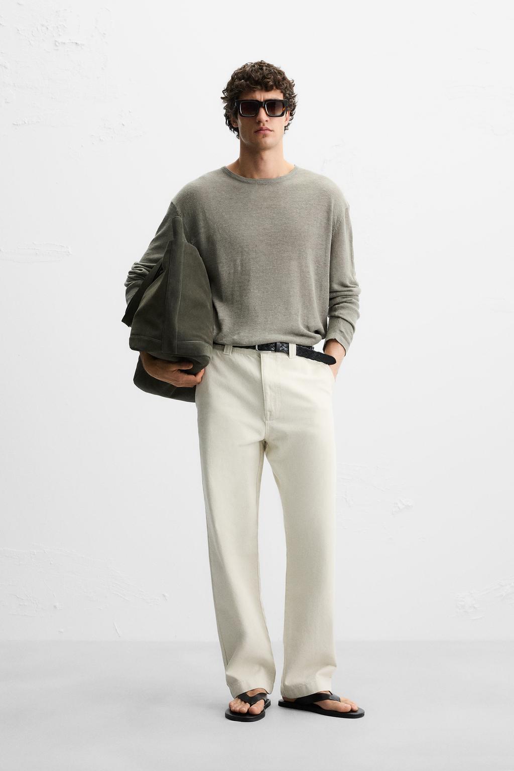 

Свитер из 100% льна ZARA, бежевый