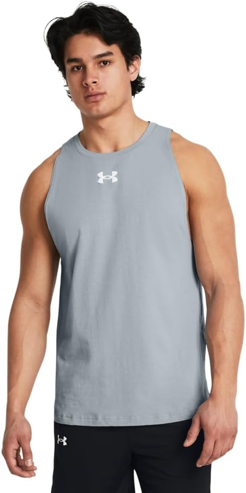 

Under Armour мужская базовая хлопковая майка, (465) Harbor Blue/White