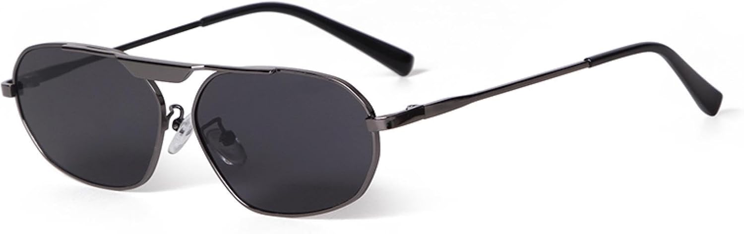 

Модные солнцезащитные очки в металлической оправе овальной формы в стиле ретро для женщин и мужчин, защита от УФ-излучения UV400, маленькие, черные, для улицы WNCKSQ, C1