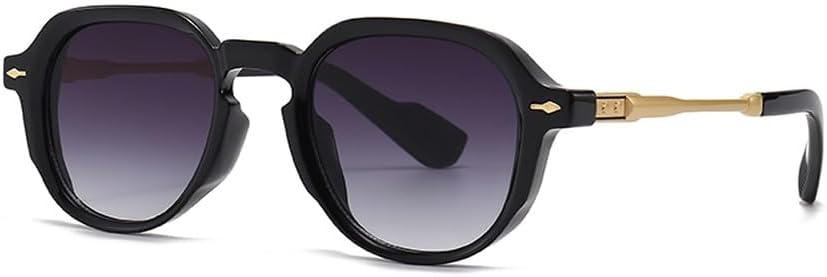 

солнцезащитные очки в маленькой оправе в стиле ретро для женщин, зеленые и коричневые, круглые, для мужчин, с защитой от УФ-излучения UV400, унисекс, полуметаллические WNCKSQ, Black With Gray